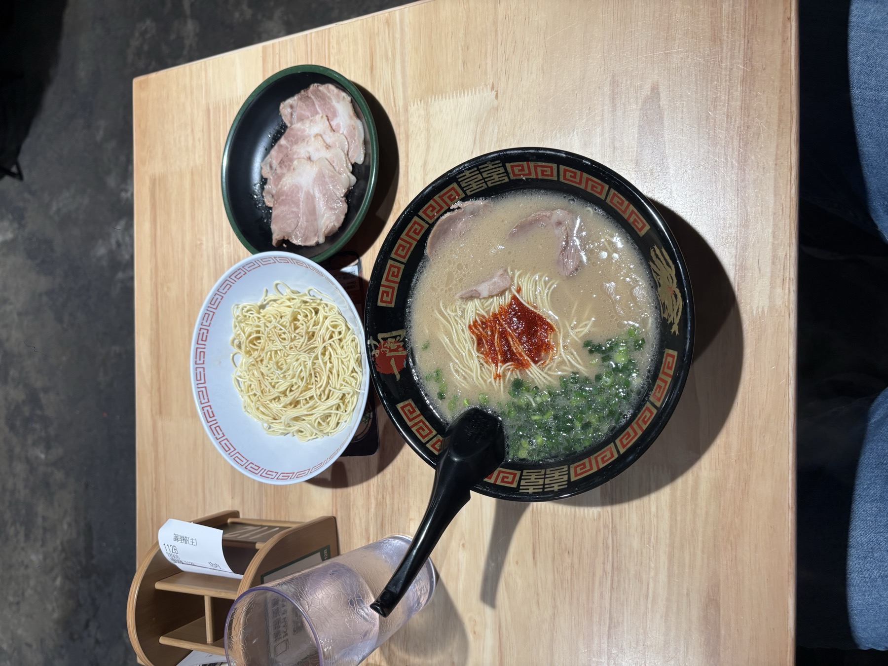 Tonkotsu ramen at Ichiran, with extra noodles and pork